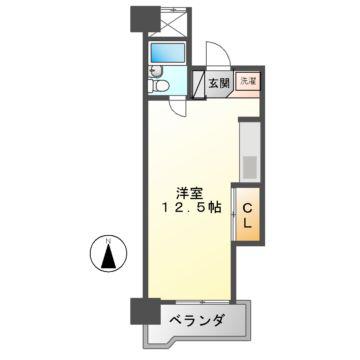 菱家ビル(ワンルーム/2階)の間取り写真