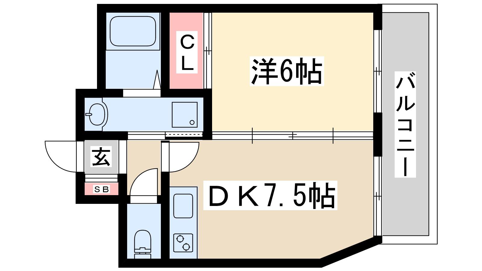 第7浦濱ビレッジ(1LDK/1階)の間取り写真