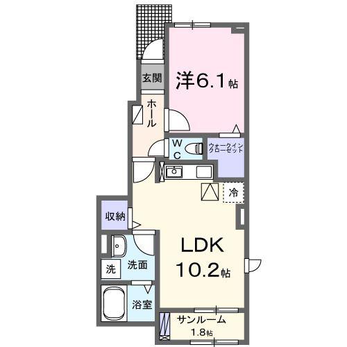 CASA TRE(1LDK/1階)の間取り写真