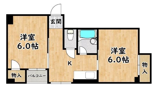 日大ハイツ(2DK/3階)の間取り写真