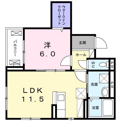 サンリシェル 八幡山(1LDK/2階)の間取り写真