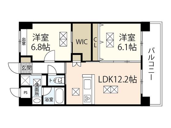 桜レジデンス横川(2LDK/6階)の間取り写真