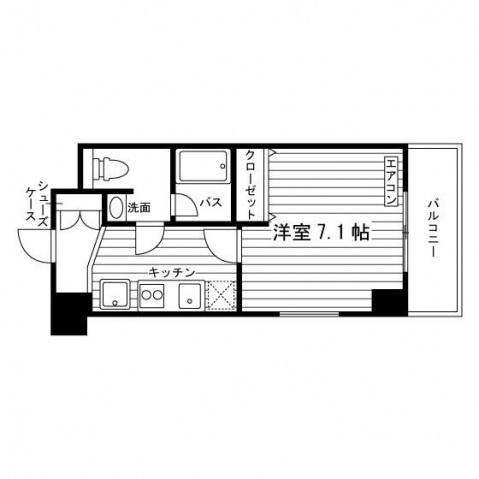フォンティーヌ赤塚(1K/5階)の間取り写真