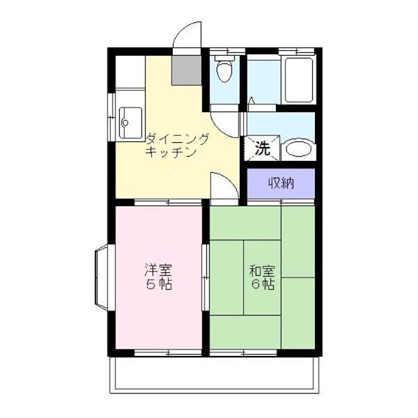 コーポリバーサイドインI(2DK/2階)の間取り写真