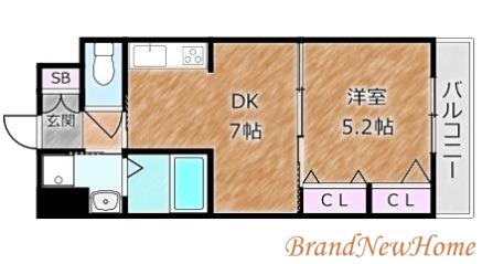パークナードフィットなかもず(1DK/5階)の間取り写真