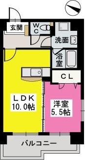 パルク薬院(1LDK/7階)の間取り写真