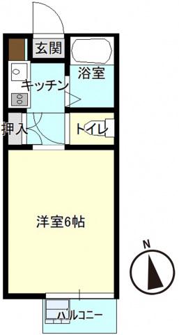 S.V.BLUE WALL A(1K/1階)の間取り写真