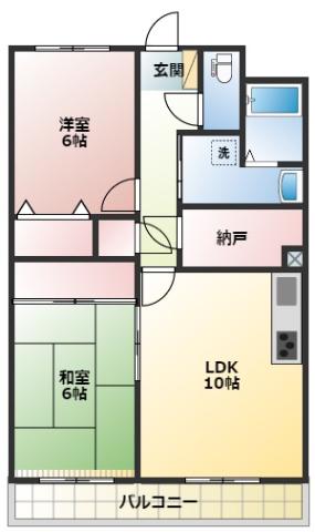 アーバンささがせ(2SLDK/1階)の間取り写真