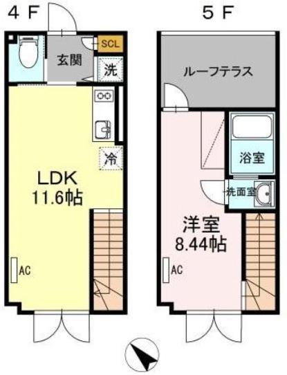 LAPIS目黒本町(1LDK/4階)の間取り写真