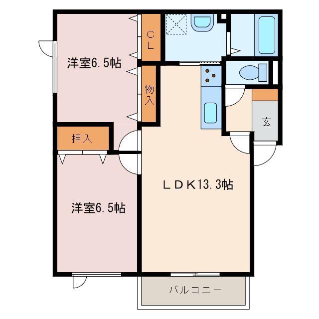 RETAR(2LDK/2階)の間取り写真