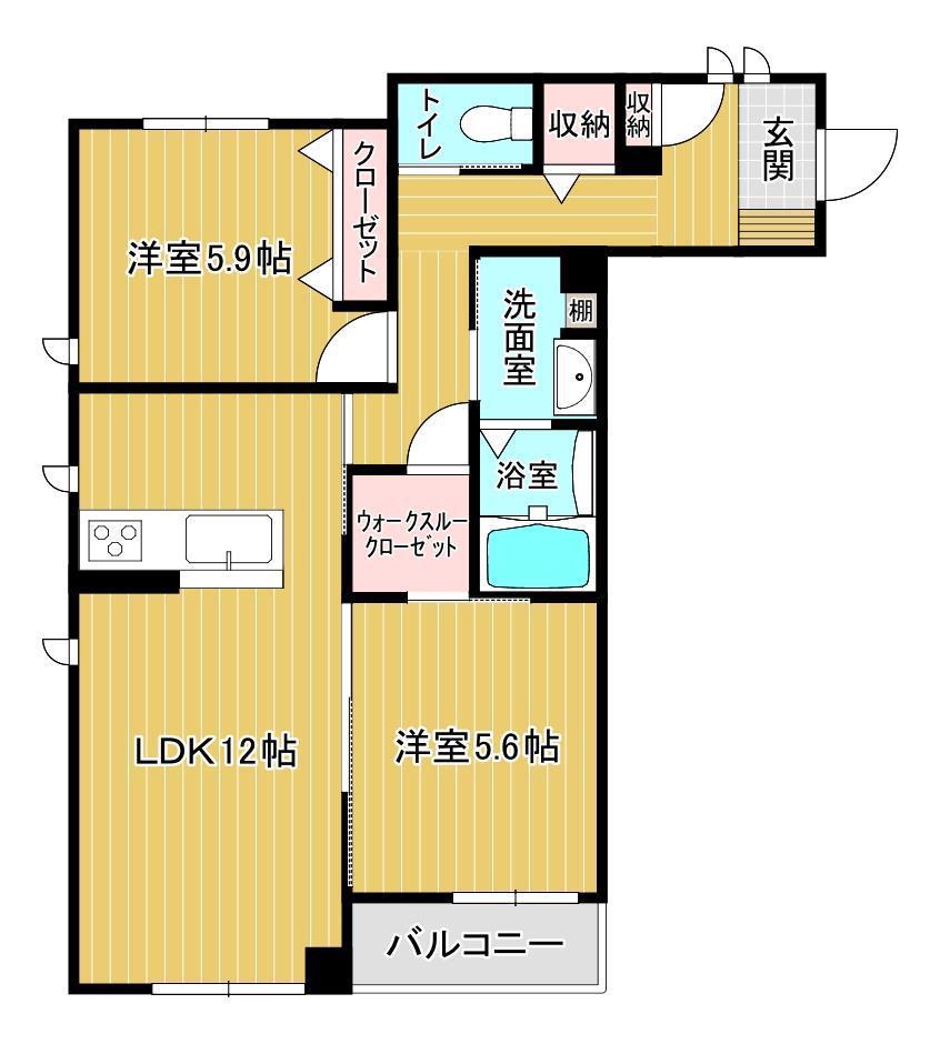 ヴォワ・ラクテ(2LDK/3階)の間取り写真