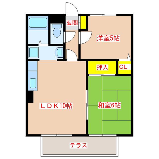 アメニティ大口(2LDK/1階)の間取り写真
