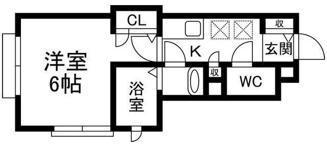 トラストヒルズ(1K/1階)の間取り写真