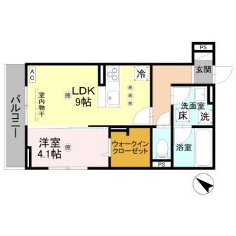トリシアさくら(1LDK/1階)の間取り写真