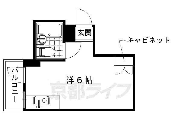 未麗仁和寺(ワンルーム/3階)の間取り写真