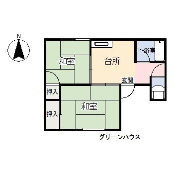 グリーンハウス(2DK/1階)の間取り写真