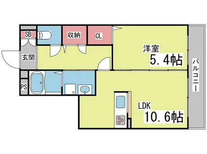 ベレオ天城(1LDK/2階)の間取り写真