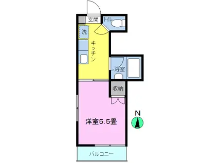 フラットハウス(1K/2階)の間取り写真