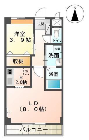 コンフォールそよ風(1LDK/2階)の間取り写真