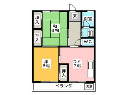 川富ビル(2DK/2階)の間取り写真