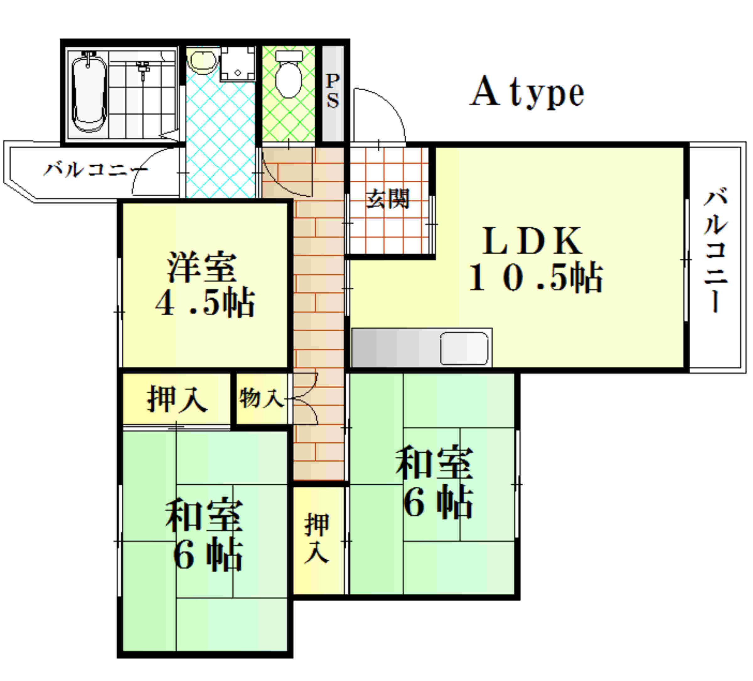 ハイツリバーサイド(3LDK/3階)の間取り写真