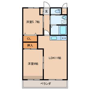 BELL39(2LDK/3階)の間取り写真