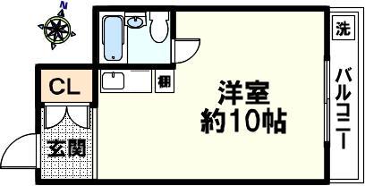 エトワール神戸(ワンルーム/2階)の間取り写真