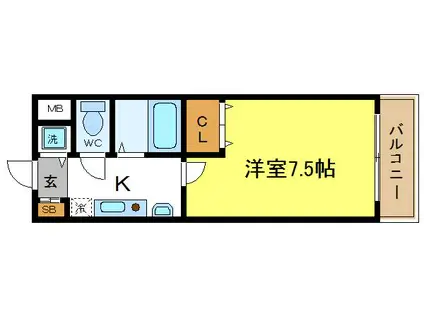 メゾンソレイユ(1K/1階)の間取り写真