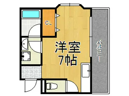デューNH新伊丹(ワンルーム/2階)の間取り写真