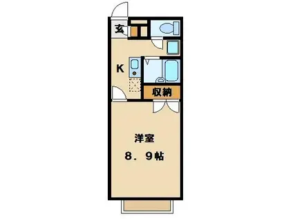 アムール浦和(1K/2階)の間取り写真