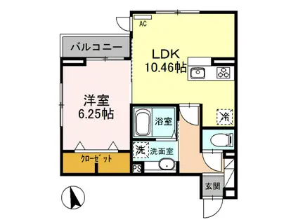 メゾン・アサヒ(1LDK/3階)の間取り写真