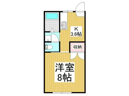 フォーブルK&K(1K/2階)の間取り写真