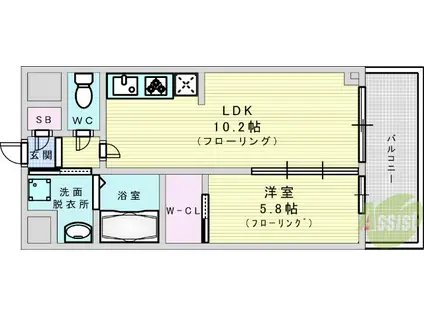 グランカーサ新大阪サウス(1LDK/9階)の間取り写真