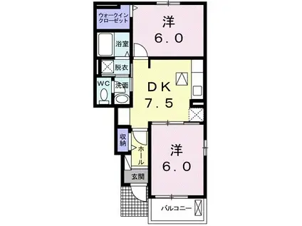 エスペール21 吉野C(2DK/1階)の間取り写真