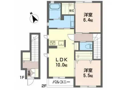 シャーメゾンリアン(2LDK/2階)の間取り写真