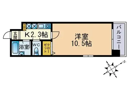 ル・アディッソ福岡(1K/6階)の間取り写真