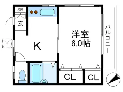 ハウス若竹(1K/2階)の間取り写真