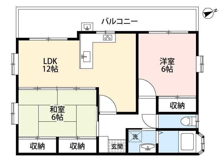 杉原ビル(2LDK/3階)の間取り写真