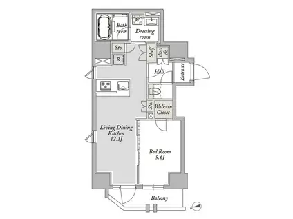 GEO ENT御徒町(1LDK/11階)の間取り写真