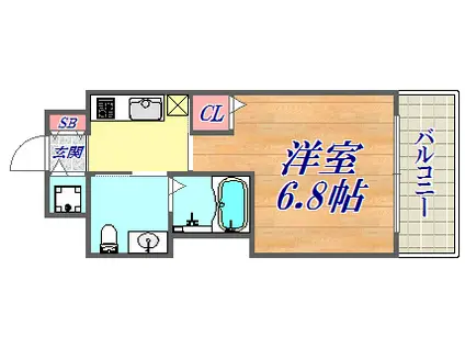 ファーストフィオーレ神戸元町(1K/2階)の間取り写真