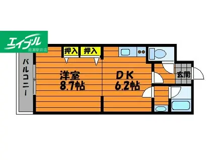 メゾン・エクセラン(1DK/2階)の間取り写真