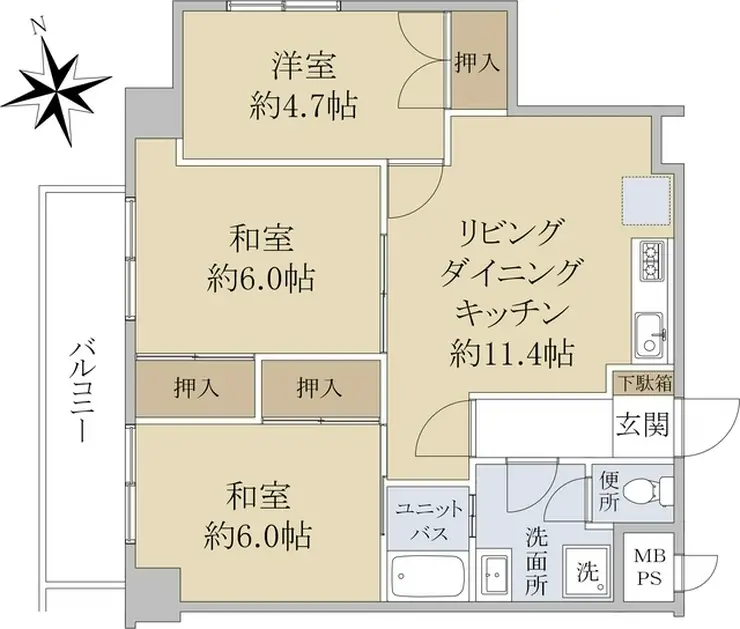 ダイアパレス調布 4階階 間取り
