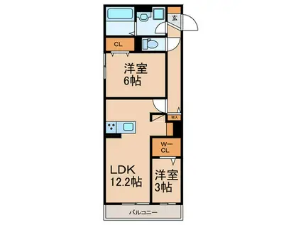 レリヤンファミリオVIII(2LDK/2階)の間取り写真