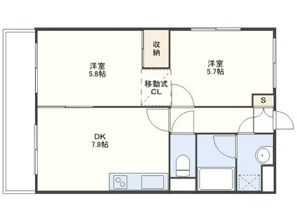 ヒルトップ住吉(2DK/3階)の間取り写真