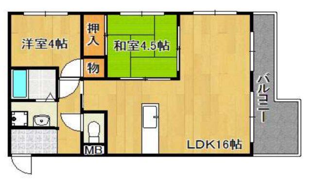 ルークレジデンス姫路II(2LDK/2階)の間取り写真