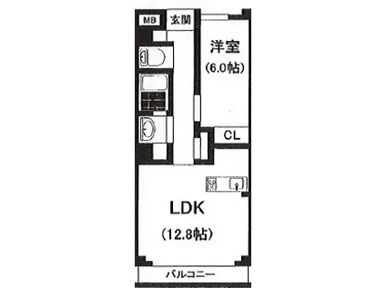メゾンドール(1LDK/3階)の間取り写真