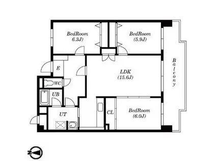 グランドール浄心(3LDK/7階)の間取り写真