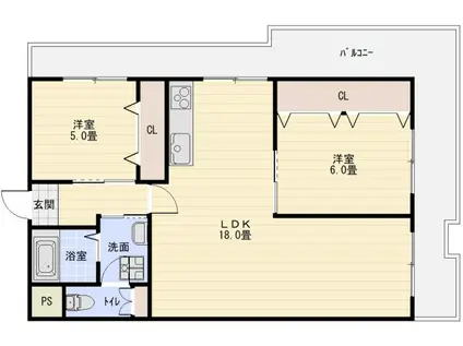 第2泰山ハイツ(2LDK/4階)の間取り写真