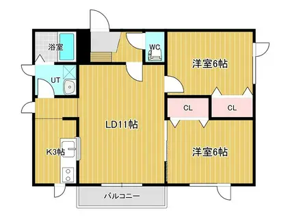スイングラピュタ(2LDK/3階)の間取り写真