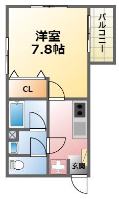 ロクサーヌ浜甲子園(1K/2階)の間取り写真